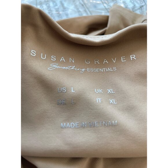Susan Graver Smoothing Essentials Tank with Shelf Bra Womens Large Buff Beige NE - Picture 4 of 7